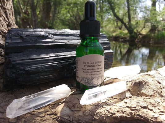 Protection Elixir (black tourmaline, tiger's eye, fluorite, yarrow)